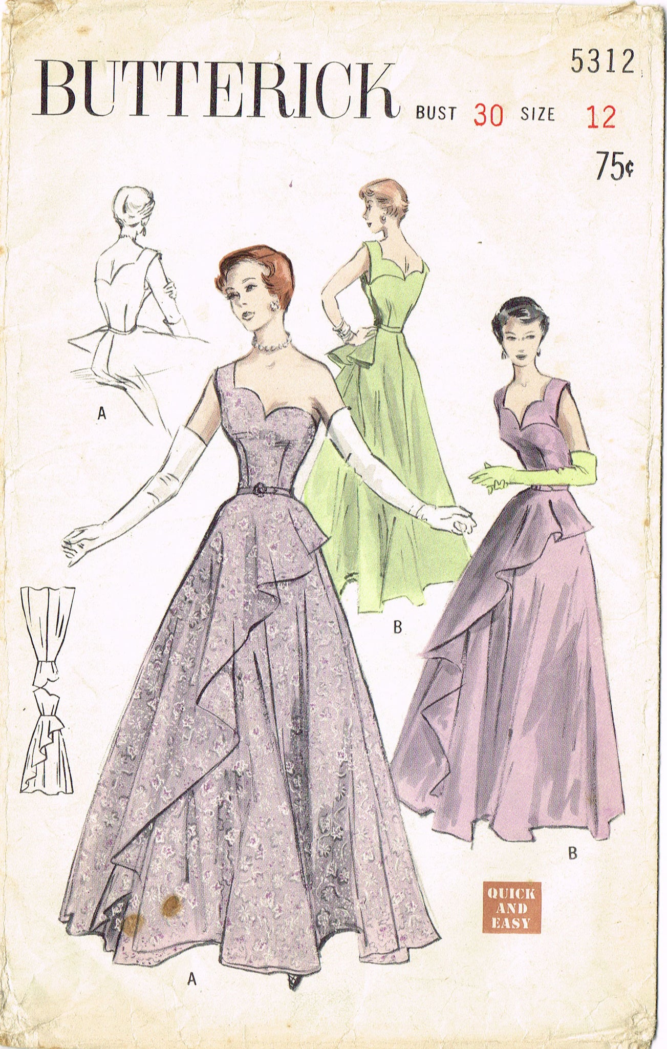1950s Dress Patterns including Bridal Gowns and Evening Dresses